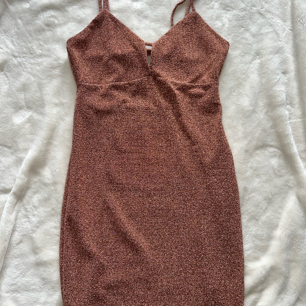 Wild Fable Gold Ribbed Wrap Mini Dress